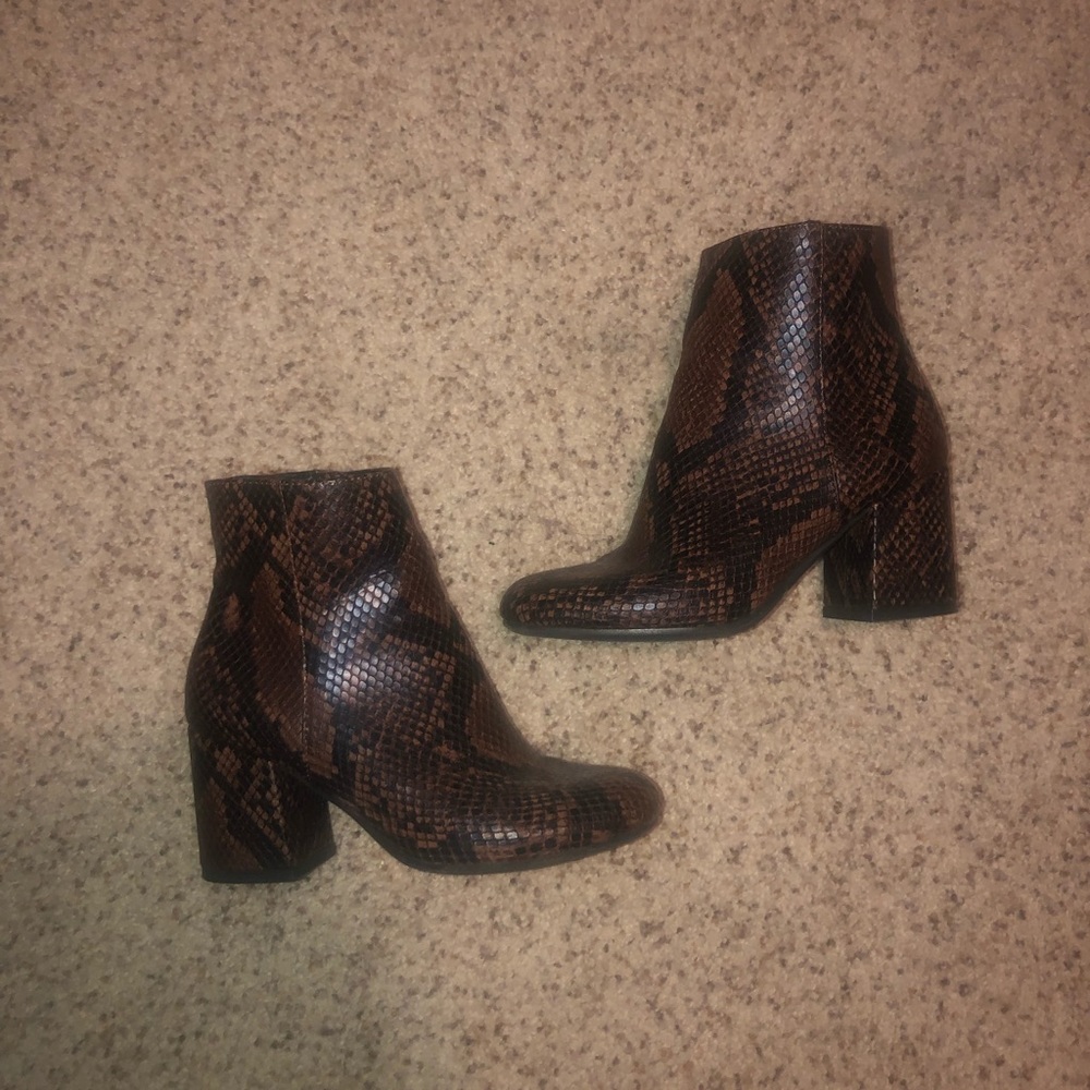 Snakeskin booties